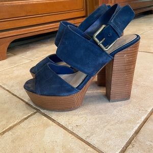 Blue block heels